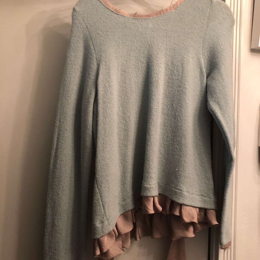 Sweater from Anthropologie with satin trim and bow